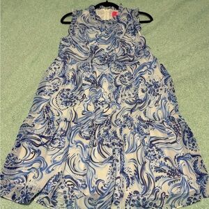 Lilly Pulitzer Blue and White Swirl Print Sundress